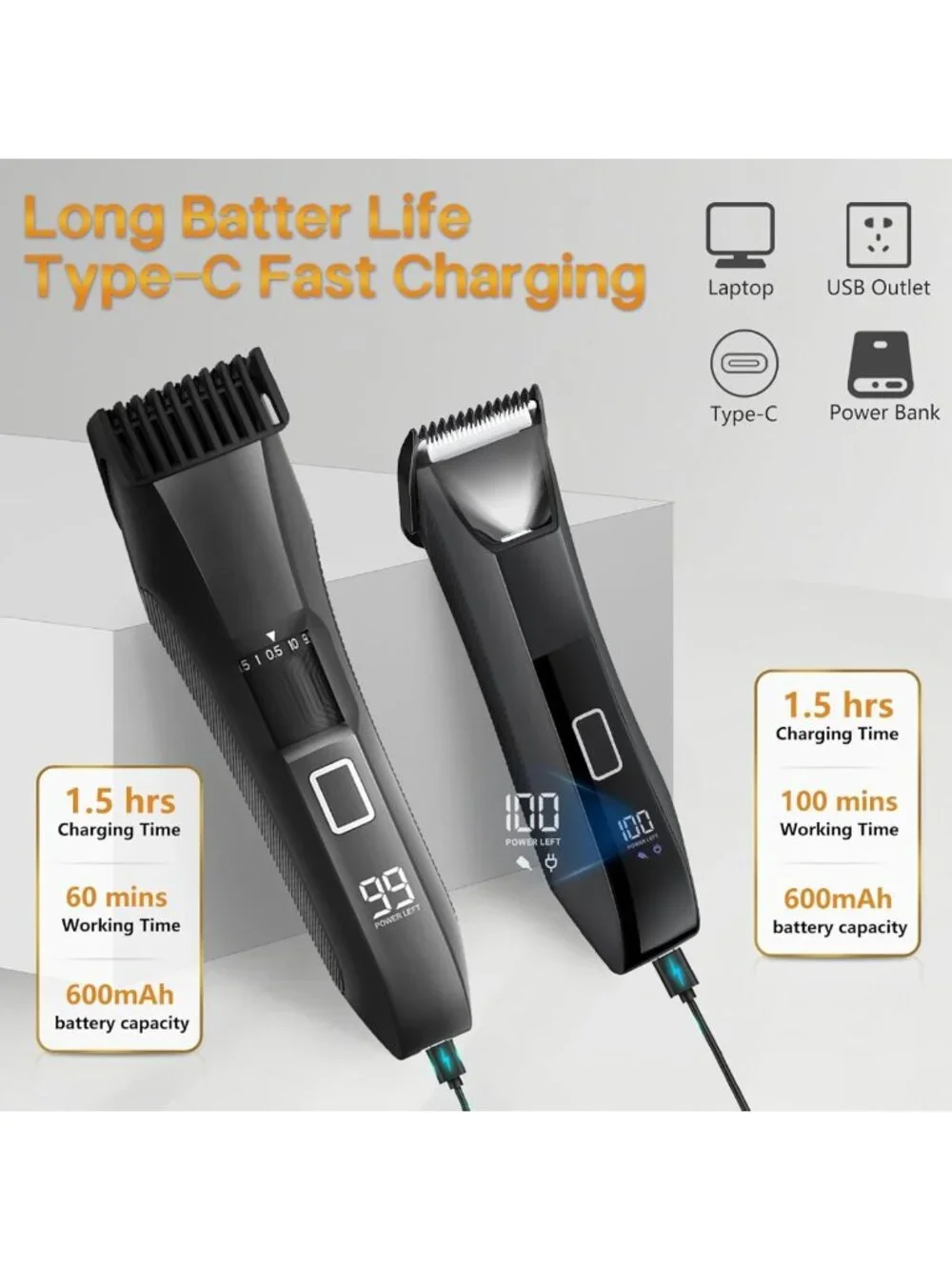Waterproof Body & Beard Trimmer for Men, Grooming Kit with Precision Blades